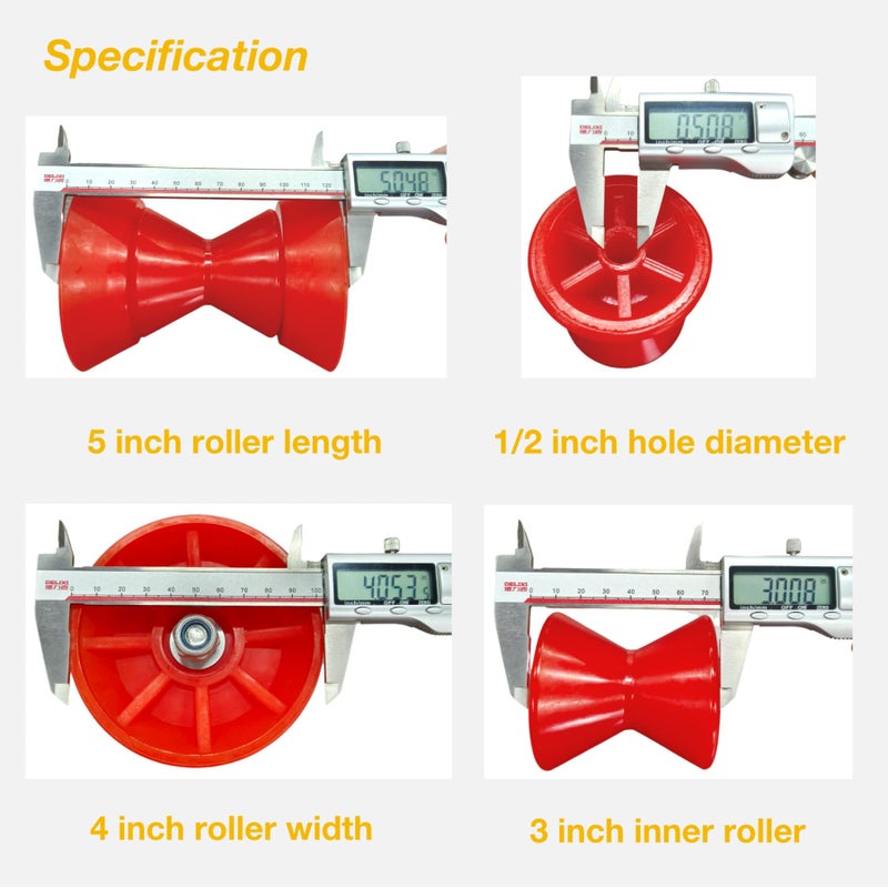 UANOFCN 3" Boat Trailer Roller Assembly 1/2" Shaft Non Marking Polyurethane - Image 5
